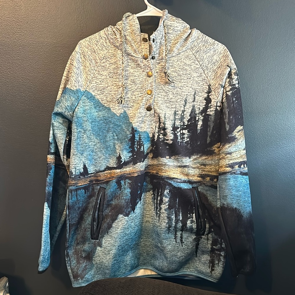 Unisex Cozy hooded half button up Sweater